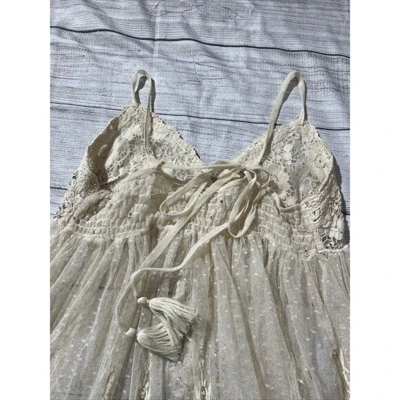Rare Vintage Free People Say Hello to Heaven Lace Dots Crochet Slip Dress XS - Picture 10 of 13